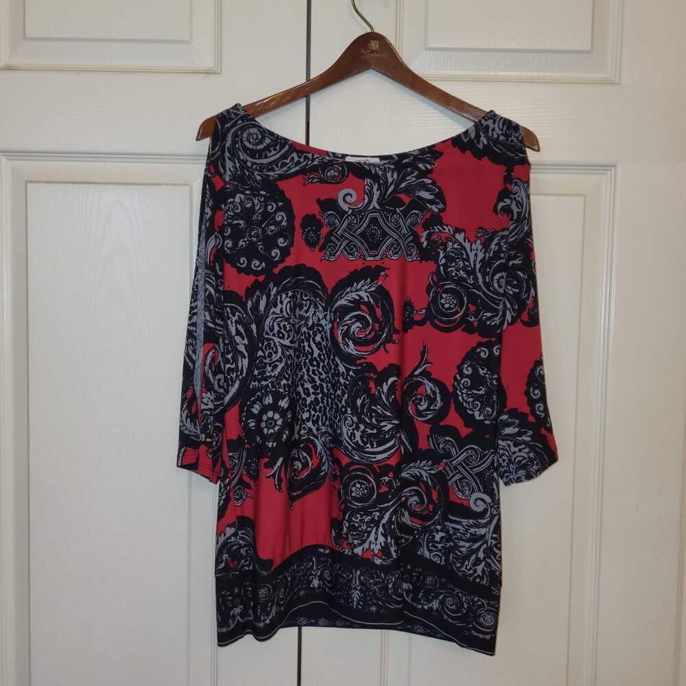 Cache Rad And Black Versailles Pattern Tunic Top … - image 8